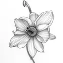 snowdrop daisy daffodil morning glory in a bouquet  tattoo design idea