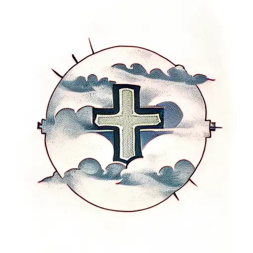 bible verse with clouds and small crosses around it  tattoo design idea
