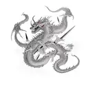 Evil wizard fighting dragon tattoo design idea