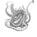 Evil wizard fighting dragon tattoo design idea