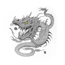 Evil wizard fighting dragon tattoo design idea