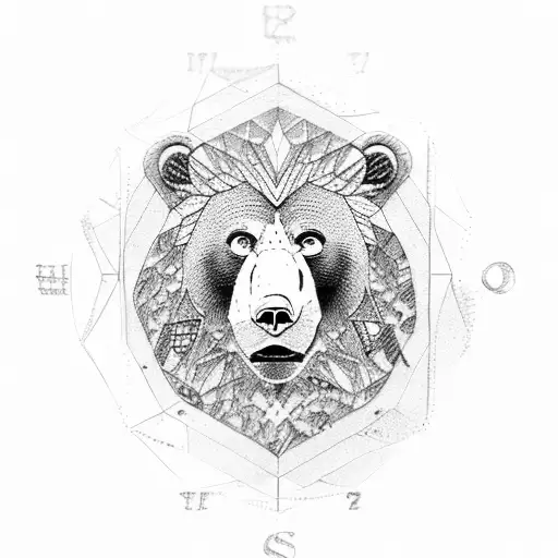 bear, lion, compass, clock tattoo design idea