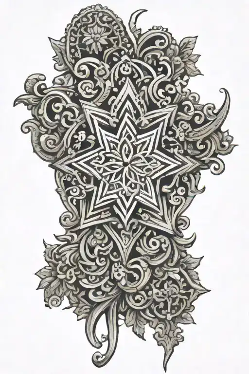 heartagram ornament baroque henna tattoo design idea