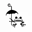 frog hanging from umbrella tattoo design idea