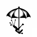 frog hanging from umbrella tattoo design idea