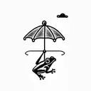 frog hanging from umbrella tattoo design idea