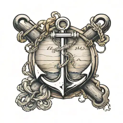 anchor with name Smith on cross bar sign tattoo design idea