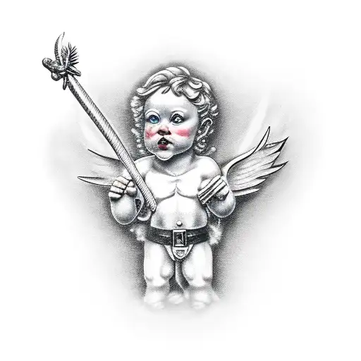 cupid santa  tattoo design idea