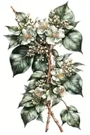 eucalyptus leaves and flowers tattoo design idea