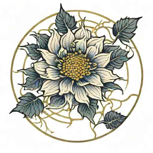 kintsugi chrysanthemum smashed plate  tattoo design idea