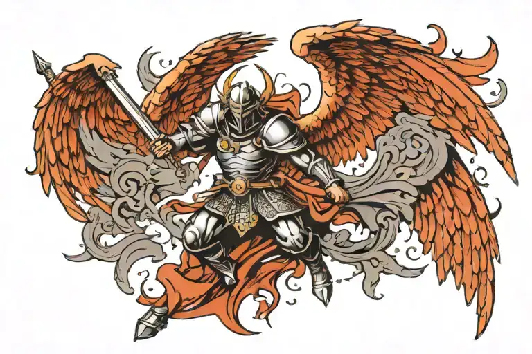 warrior guardian angel tattoo design idea