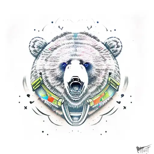 bear samurai with a warhammer tattoo design idea