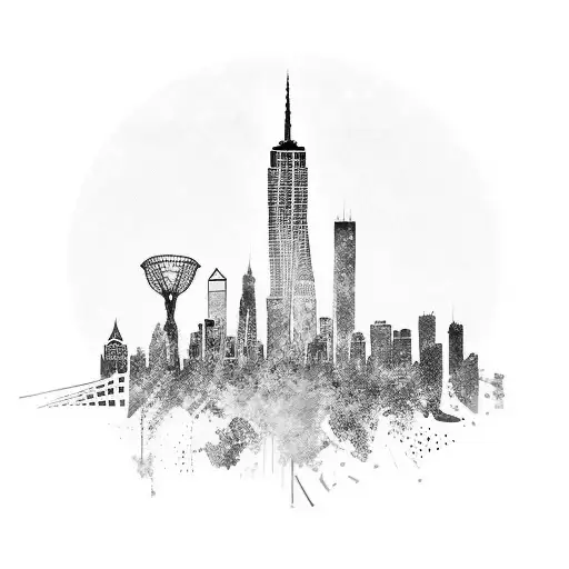 Ney York Skyline made from Mors letter, represting the skycrapers. Mors letter to be used, T Y A O F J tattoo design idea