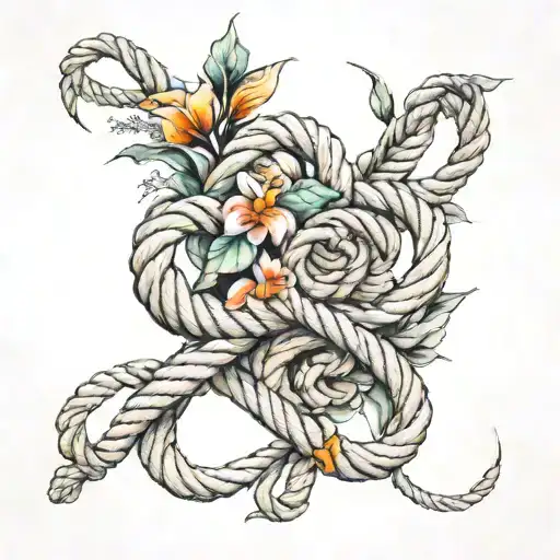 nautical rope infinity symbol with Birth Flowers of November July January April tattoo design idea