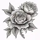 carnation, larkspur,  chrysanthemum  tattoo design idea