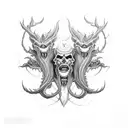 three headed hydra with devil dogs for heads wrapped around an  tattoo design idea
