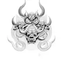 three headed hydra with devil dogs for heads wrapped around an  tattoo design idea