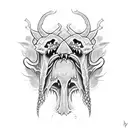 three headed hydra with devil dogs for heads wrapped around an  tattoo design idea