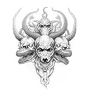 three headed hydra with devil dogs for heads wrapped around an  tattoo design idea