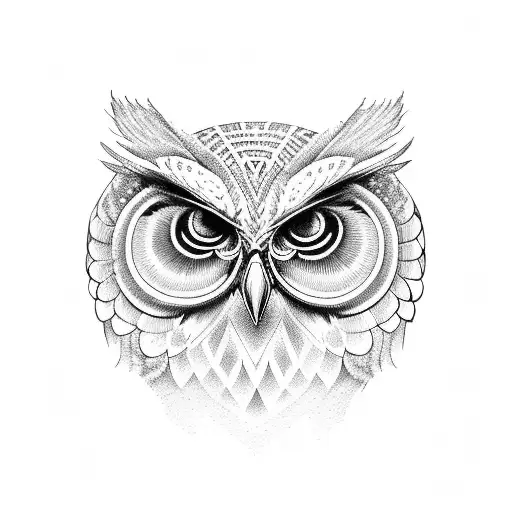 white owl face tattoo design idea