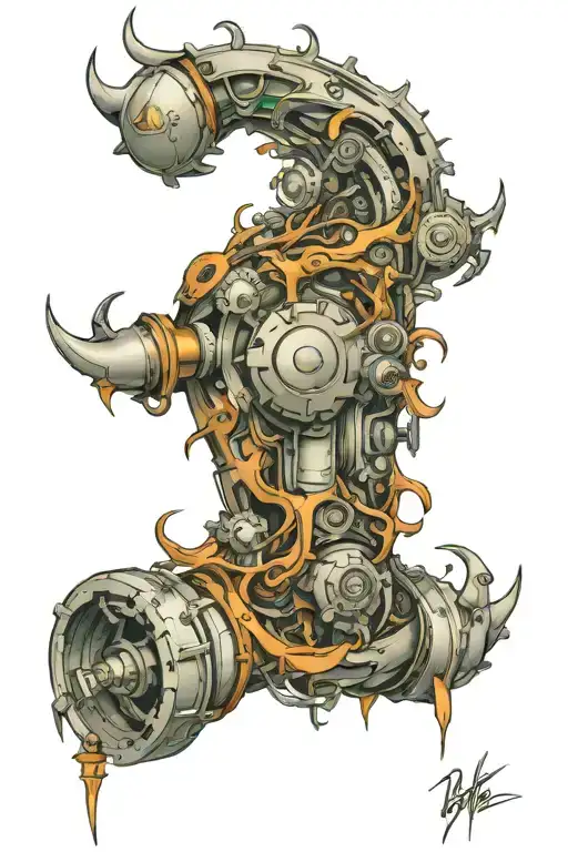 bio mechanical sleeve tattoo design idea
