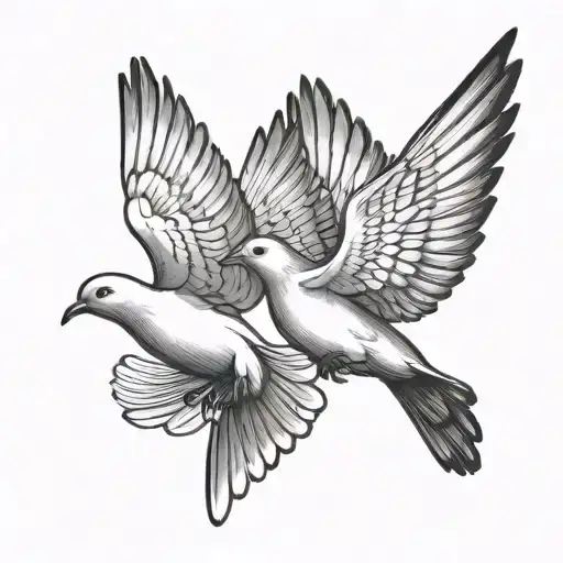 two doves in flight tattoo design idea