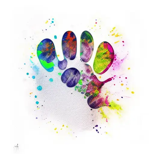 Cat paw print + water colour  tattoo design idea