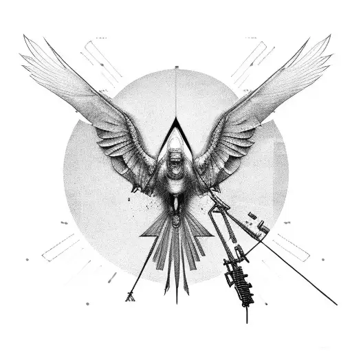 cyberpunk crane  tattoo design idea