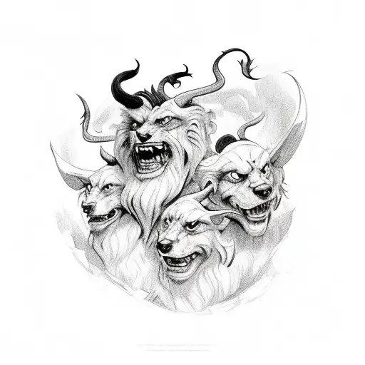 God Hades with Cerberus  tattoo design idea