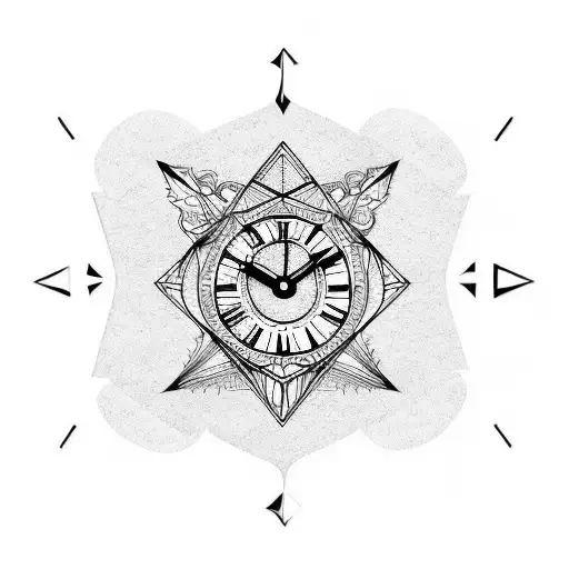 shattered clock tattoo design idea