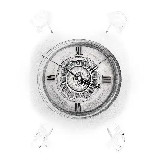 broken clock tattoo design idea