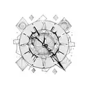 shattered clock tattoo design idea
