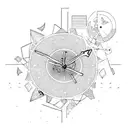 shattered clock tattoo design idea