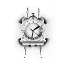 broken clock tattoo design idea