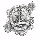 nautical elements like anchors tattoo design idea