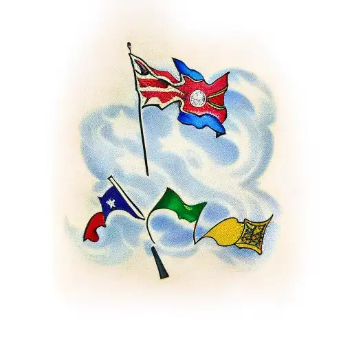 Irish, English and turkish flag in one tattoo design idea