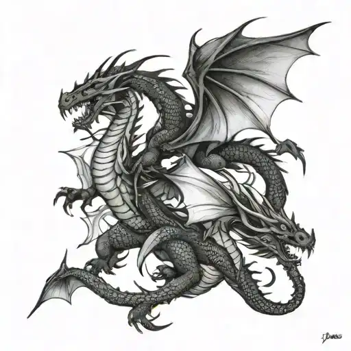 dragons flying tattoo design idea
