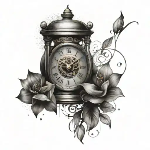 Create a tattoo design that combines a clock moving both forwards and backwards at the same time, symbolizing the concept of paradoxical time tattoo design idea