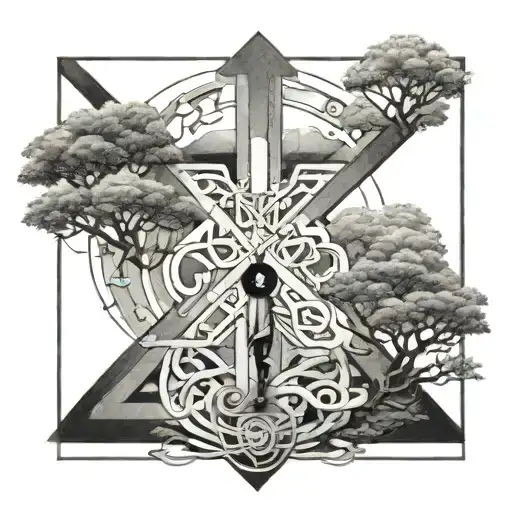 Design a tattoo featuring a person standing at a crossroads with two paths leading in opposite directions, representing the paradox of choice tattoo design idea