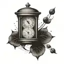 Create a tattoo design that combines a clock moving both forwards and backwards at the same time, symbolizing the concept of paradoxical time tattoo design idea