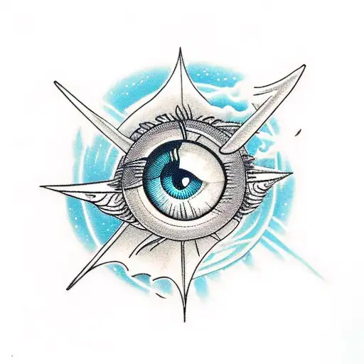 Eye of Horus with sea and ataraxia tattoo design idea