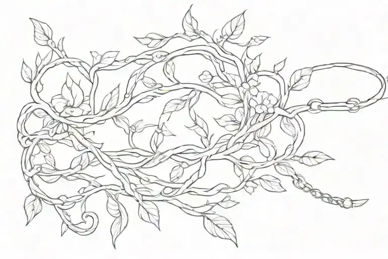 branch ankle bracelet with interlacing tattoo design idea