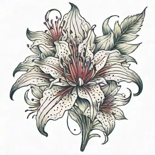 3d  red spider lily tattoo design idea
