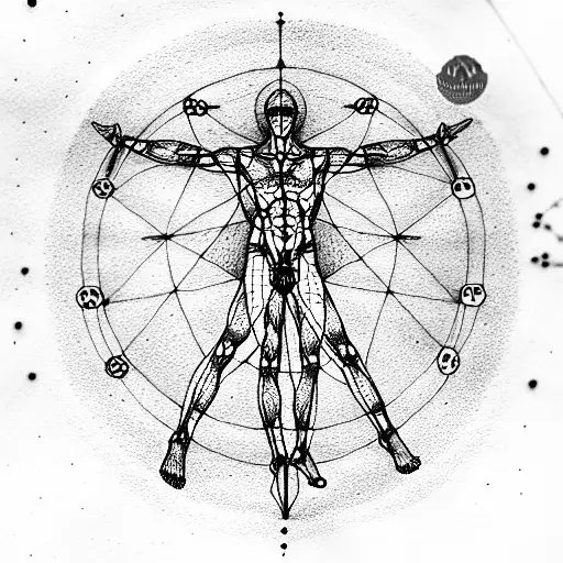 vitruvian man tattoo design idea