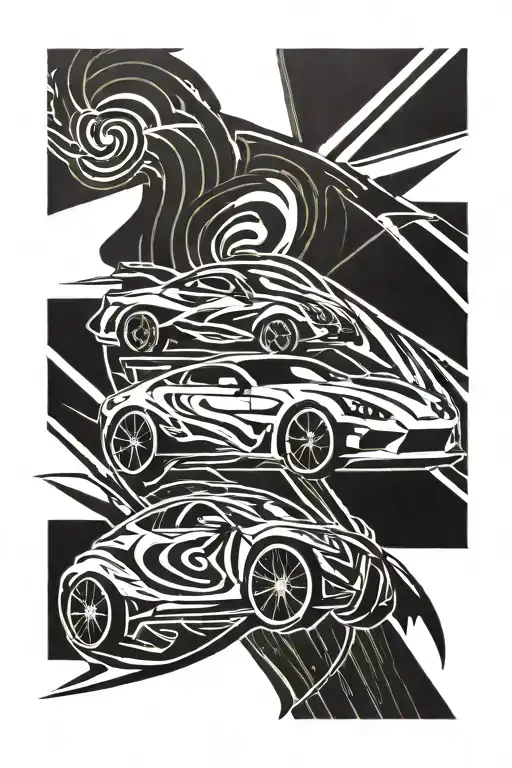 300km/h speed car acceleration tattoo design idea