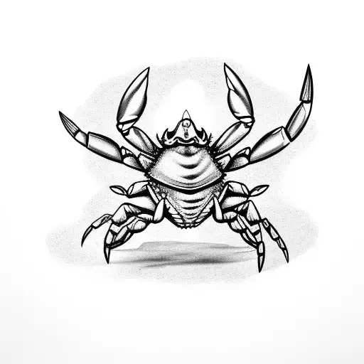 blue crab and shark tattoo design idea