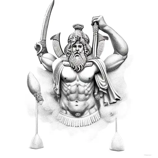 greek gods with spartan tattoo design idea