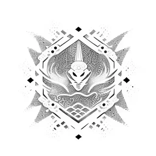 A karate silhouette with tomoe patterns forming the background tattoo design idea