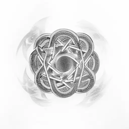 A tomoe symbol intertwined with chemical elements tattoo design idea