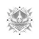 A karate silhouette with tomoe patterns forming the background tattoo design idea